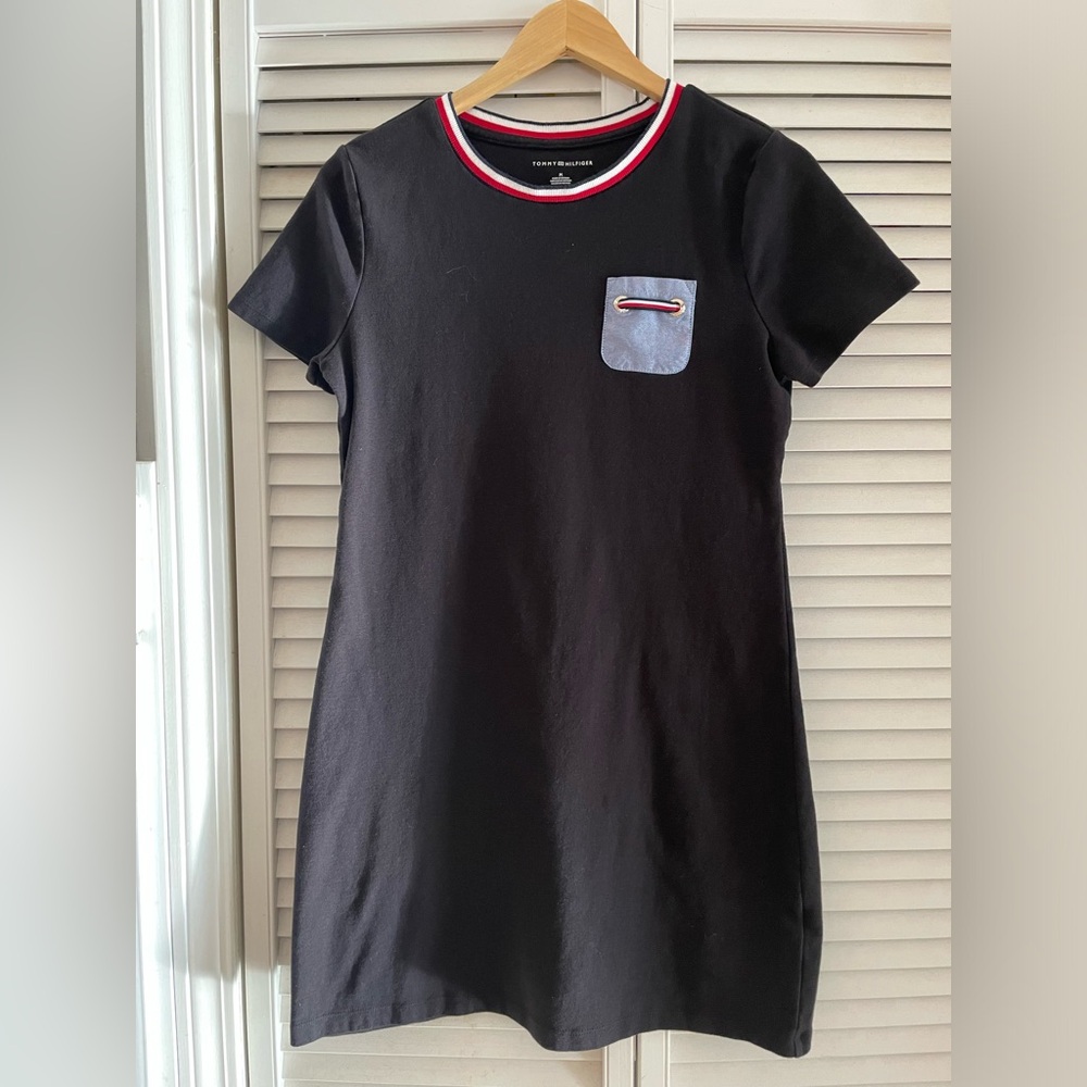 Tommy Hilfiger Women's Black 100% Cotton Short Sleeve Pocket Dress Size M